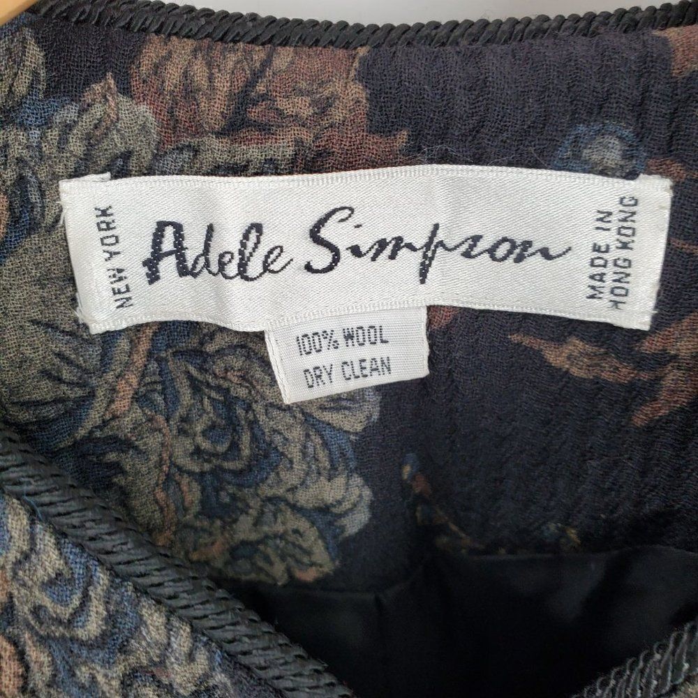 Vintage Adele Simpson Womens Jacket Wool Button Front Floral Black XL Read - Picture 5 of 9